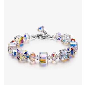 Austrian Crystal Bracelet Chunky Statement New In Gift Box 925 Sterling Silver